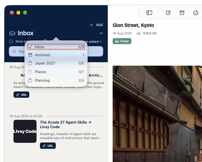 BitCache on Mac showing the Collections menu